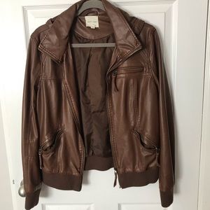 Brown Faux Leather Jacket